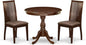 East West Furniture AMIP3-MAH-C 3 Piece Kitchen Table & Chairs Set Contains a Round Dining Room Table with Pedestal and 2 Linen Fabric Upholstered Chairs, 36x36 Inch, Mahogany