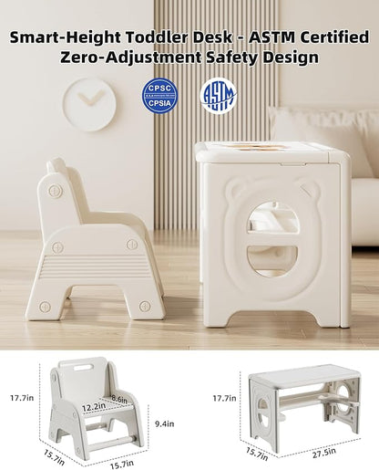 Toddler Table and Chair Set, Activity Table with Magnetic Drawing Board, Large Built-in Storage,Plastic Children Activity Table for Playing Reading Drawing Eating