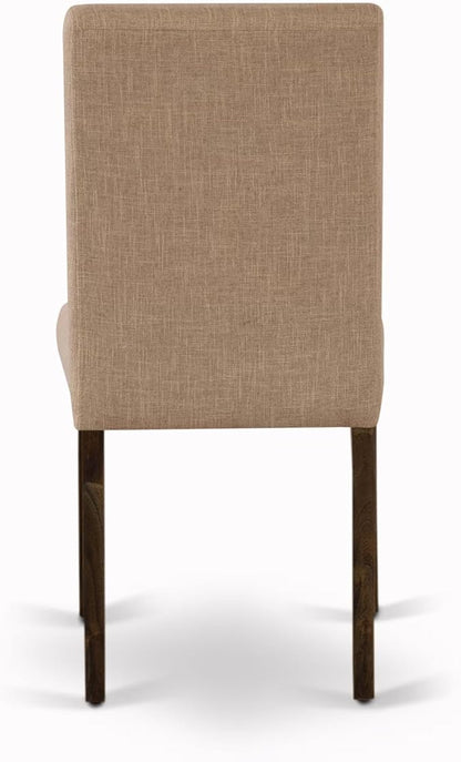 East West Furniture V797AB747-9 9 Piece Dining Table Set Includes a Rectangle Kitchen Table with V-Legs and 8 Light Sable Linen Fabric Upholstered Chairs, 40x72 Inch, Multi-Color