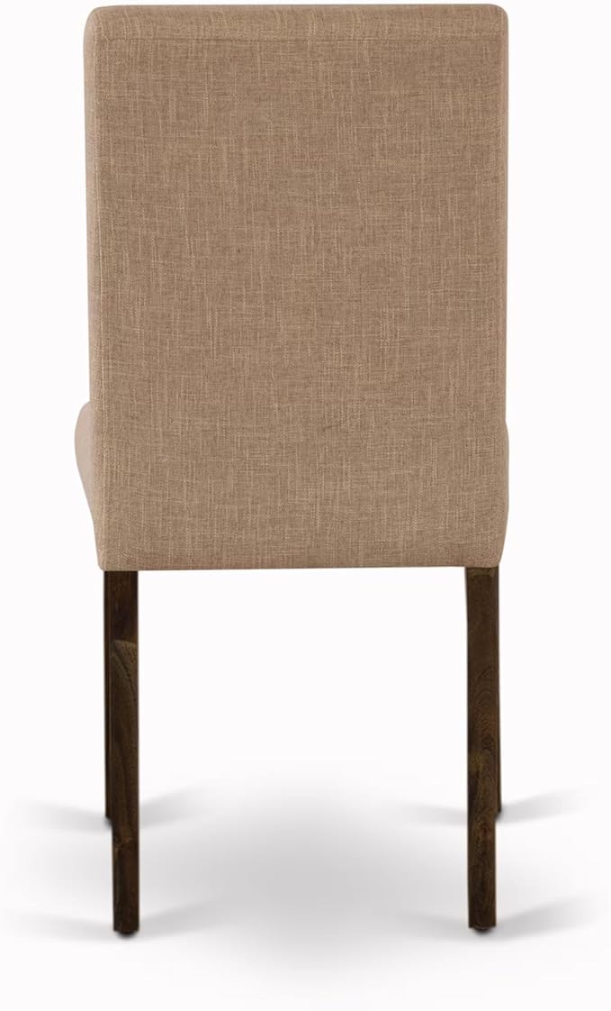 East West Furniture V777AB747-9 9 Piece Dining Room Table Set Includes a Rectangle Kitchen Table with V-Legs and 8 Light Sable Linen Fabric Parsons Dining Chairs, 40x72 Inch, Multi-Color