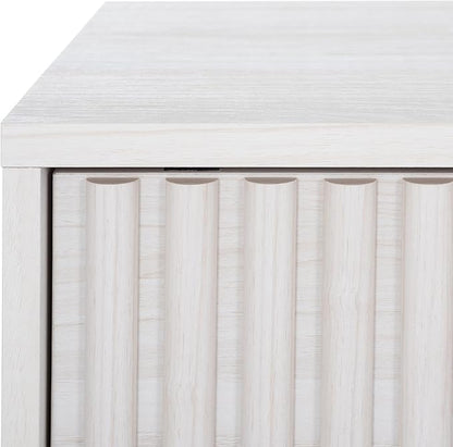 SAFAVIEH Lylia TV Stand for up to 55" Flatscreen – White with Gold Legs & Handle, 1 Sliding Door, 1 Open Shelf, Entertainment Media Console (MED9617C)