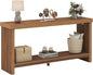 63 Inches Narrow Console Table, 2-Tier Long Sofa Tables Behind Couch Table, Farmhouse Foyer Tables for Entryway, Hallway, Living Room, Rustic Brown