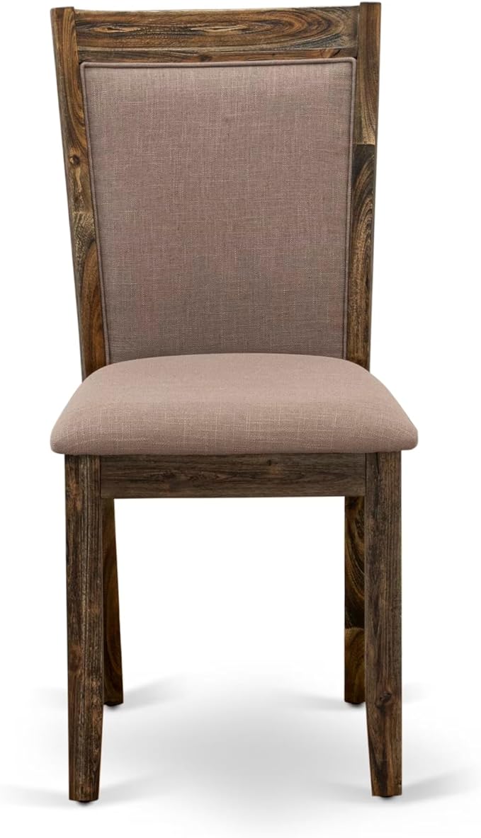 East West Furniture V797MZ748-9 9 Piece Modern Dining Table Set Includes a Rectangle Wooden Table with V-Legs and 8 Coffee Linen Fabric Parson Dining Chairs, 40x72 Inch, Multi-Color