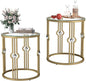 OIOG Glass Side Table Set of 2, Living Room End Table with Tempered Glass & Metal Frame, Gold Side Table for Bedroom Office, 2 PC