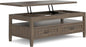 SIMPLIHOME Lev Lift Top Coffee Table - 48 inch Wide Solid Wood Rectangle Living Room Table in Smoky Brown, Transitional Cocktail Table for Family Room with Hidden Storage and Open Shelf
