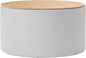 HomePop Storage Ottoman with Wood Grain Top - Light Gray Textured Woven
