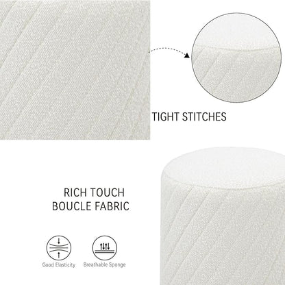 Get Set Style Modern Round Ottoman with Soft Padded Seat, Multifunctional Vanity Chairs for Makeup, Upholstered Footrest Stool Ottoman Foot Stool for Living Room, Bedroom