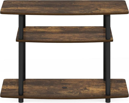 Furinno Turn-N-Tube No Tools 3-Tier TV Stands, Amber Pine/Black