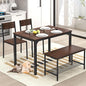 SogesHome Kitchen Table Set for 4, Compact Dining Table Chair Set with Bench, 4 Piece with Built-in Storage Racks, Metal Frame, for Apartment, Restaurant, Dark Brown
