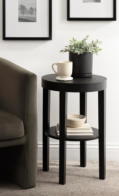 Kate and Laurel Talcott Modern Round Wood Side Table, 16 x 16 x 24, Natural Wood, Transitional Decorative Two-Tier End Table for Use as a Bedroom Nightstand or Living Room Accent
