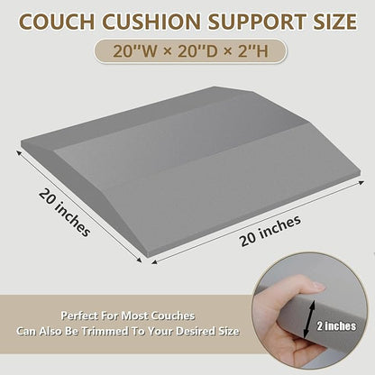 Couch Cushion Support, Sofa Cushion Supports for Sagging Cushions Trapezoid High Density Foam Replacement for Furniture Seat Sagging Gray Set of 1