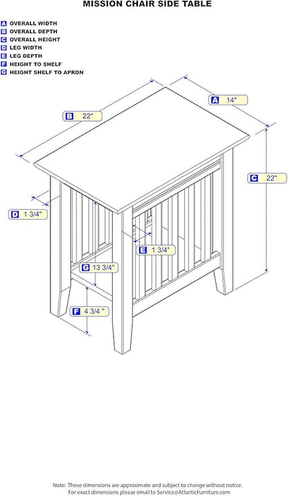 AFI Mission Chair Side Table in Grey