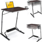 FoldWise Upgraded Folding TV Tray Table - Extra Large & Sturdy Laptop Table for Couch, Height & Angle Adjustable Desk for Dinner, Work & TV - Includes Footrest, Cup Holder, iPad Holder & Edge Stopper