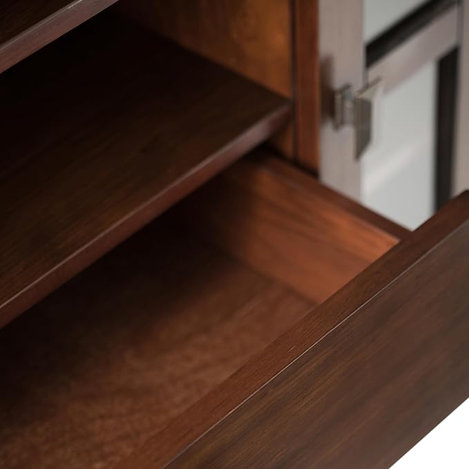 SIMPLIHOME Artisan SOLID WOOD 53 inch Wide Transitional TV Media Stand in Russet Brown For TVs up to 60 inches for the Living Room and Entertainment Center