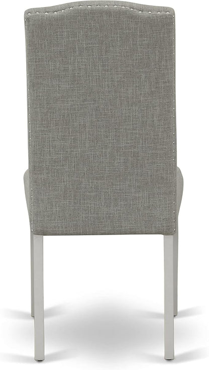 East West Furniture X097EN206-7 7 Piece Dining Room Table Set Consist of a Rectangle Kitchen Table with X-Legs and 6 Dark Shitake Linen Fabric Parson Dining Chairs, 40x72 Inch, Multi-Color