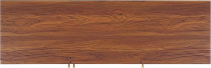 SAFAVIEH Aino TV Stand for up to 60" Flatscreen – Walnut Brown with Rattan Mesh, 3 Doors with Interior Storage, Sideboard Cabinet, Entertainment Media Console (MED9618A)
