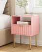 Nightstand,Modern Bedside Table with Gold Frame,Pink Night Stand,Bedside Furniture, Modern Side Table with Drawer and Shelf for Bedroom,Living Room (Pink)