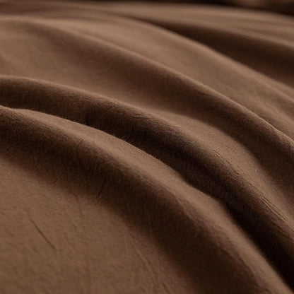 BESTOUCH Duvet Cover Set 100% Washed Cotton Linen Feel Super Soft Comfortable Chic Lightweight 2 PCs Home Bedding Set Solid Cocoa Brown Twin/Twin XL
