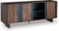 Signature Design by Ashley Welby Casual Soft-Close Accent Cabinet with Shelves and Wire Management, Dark Brown & Black