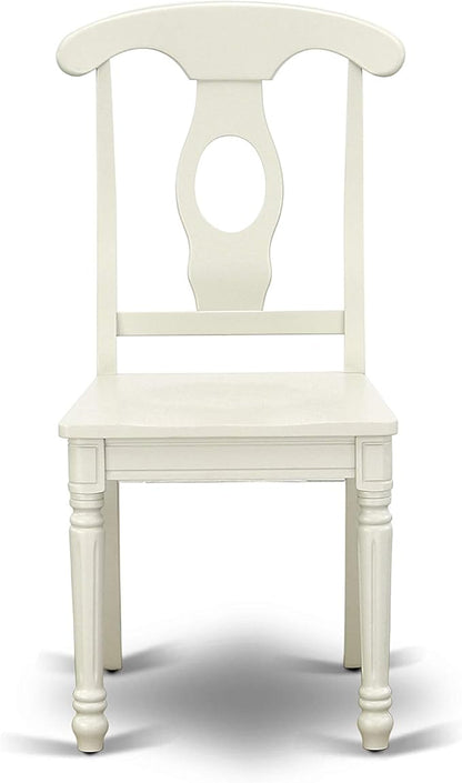East West Furniture DOKE5-LWH-W 5 Piece Kitchen Table Set for 4 Includes a Rectangle Dining Room Table with Butterfly Leaf and 4 Solid Wood Seat Chairs, 42x78 Inch, Linen White