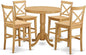East West Furniture JAPB5-OAK-W 5 Piece Counter Height Dining Table Set Includes a Round Kitchen Table with Pedestal and 4 Dining Chairs, 36x36 Inch, Oak