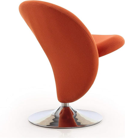 Manhattan Comfort Curl Swivel Accent Chair Set of 2 with 360° Turn, Fully Assembled, Wool Blend Upholstery, Modern Ergonomic Design with Polished Chrome Base, Living Room & Office, Set of 2, Orange