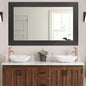 YOSHOOT Hand-Made Wooden Spliced Wall Mirror for Bathroom, Rustic Farmhouse Vanity Mirror, Décor Wall Art, Solid Wood Frame, Vertical or Horizontal Hanging, 60" x 36", Black
