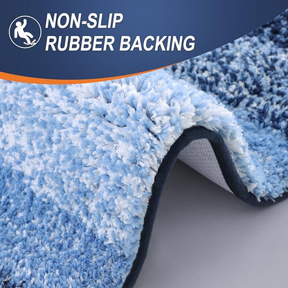 OLANLY Bathroom Runner Rugs 47x20, Extra Soft Absorbent Microfiber Bath Rugs, Rubber Backing, Quick Dry, Machine Washable Bath Mats for Bathroom Floor, Tub and Shower, Home Decor Accessories, Navy