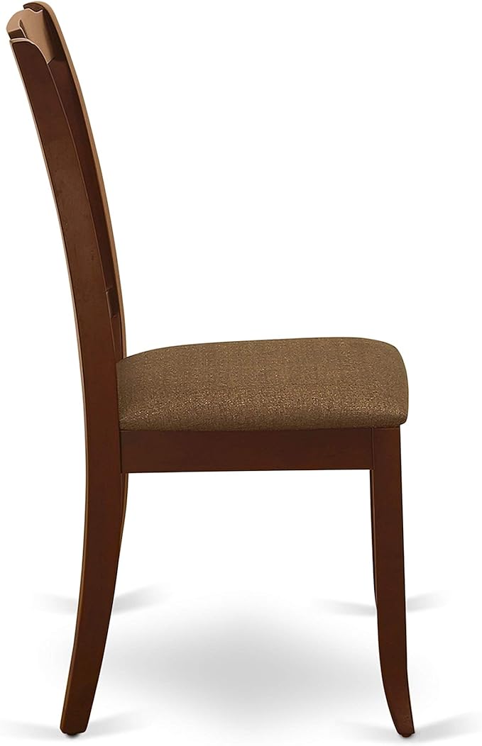 East West Furniture ESDA3-MAH-C 3 Piece Kitchen Table Set for Small Spaces Contains a Round Dining Table with Pedestal and 2 Linen Fabric Dining Room Chairs, 30x30 Inch, Mahogany