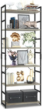 NUMENN 6 Tier Bookshelf, Tall Bookcase Shelf Storage Organizer, Modern Book Shelf for Bedroom, Living Room and Home Office, Grey