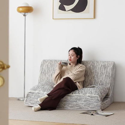 N&V Folding Chainse Lounger Bean Sofa, Foam Filling Folding Matress Sofa, Includes Removable and Machine Washable Cover, Soft Premium Faux Fur, White
