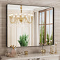 Black Bathroom Mirror 40X36 Inch, Black Metal Framed Mirror for Wall, Rounded Rectangle Matte Bathroom Vanity Mirror with Tempered Glass, Anti-Rust, Horizontal/Vertical