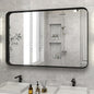 Bathroom Mirror 24x36 inch, Black Gorgeous Deep Frame Wall Mirror, Modern Round Corner Bathroom Vanity Mirror for Bedroom, Living Room, Hanging or Leaning Horizontal or Vertical, Black
