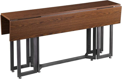 SEI Furniture Driness Drop Leaf Convertible Console to Dining Table, Dark Tobacco, Gunmetal Gray