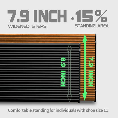 3 Step Ladder,Folding Step Stool with Aluminum Wide Pedal& Convenient Handgrip,330lbs Capacity Steel Ladder for Household and Office(Black &Woodgrain)
