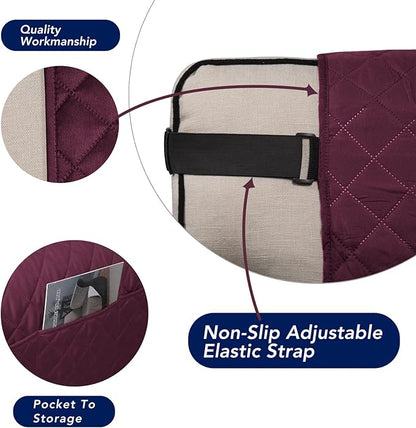 PureFit Reversible Sofa Cover Water Resistant Chair Couch Cover, Machine Washable Furniture Cover with Non-Slip Foam and Adjustable Strap for Dogs, Pets (Chair, Wine/Beige)