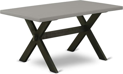 East West Furniture X696AB106-7 7 Piece Modern Dining Table Set Consist of a Rectangle Wooden Table with X-Legs and 6 Shitake Linen Fabric Upholstered Chairs, 36x60 Inch, Multi-Color