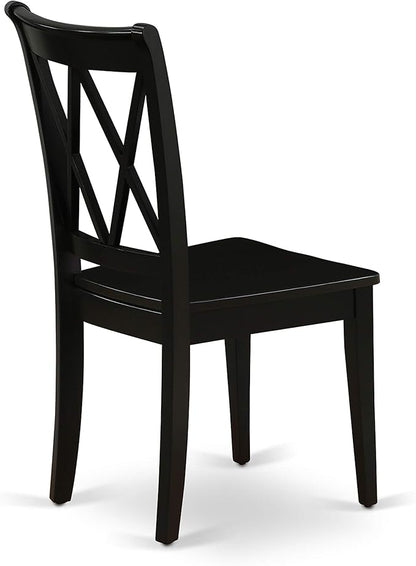 East West Furniture SHCL5-BLK-W 5 Piece Dining Room Table Set Includes a Round Wooden Table with Pedestal and 4 Kitchen Dining Chairs, 42x42 Inch, Black