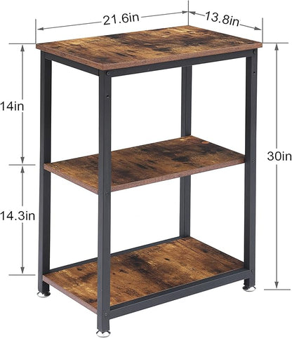 VECELO Tall End Side Table,30" Height Nightstand with 3-Tier Storage Shelf for Living Room Bedroom Office Hallway Study