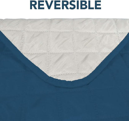 PureFit Reversible Sofa Couch Cover Water Resistant Couch Covers for 3 Cushion, Washable Furniture Cover with Non-Slip Foam and Adjustable Strap for Dogs, Pets (Oversized Sofa, Peacock Blue/Ivory)