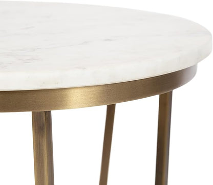 Kate and Laurel Solvay Round Metal and Wood Side Table, 16 x 16 x 24, Walnut and Antique Brass, Mid-Century Modern Bedroom Nightstand Table with Solid Mango Wood Tabletop and Iron Base