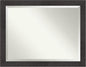 Amanti Art Brown Bathroom Mirror for Over Sink, 36x46 Rustic Plank Espresso Rectangle Vanity Mirror, X-Large Rustic Farmhouse Frame, Hangs Horizonally and Vertically, Bathroom Wall Decor, Beveled Edge