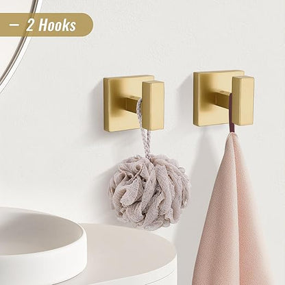 YACVCL Towel Bar Set, 5-Piece Brushed Gold Bathroom Hardware Set, Gold Bathroom Accessories Set, SUS304 Stainless Steel 23.6 Inch Towel Holder Towel Racks Set Wall Mounted