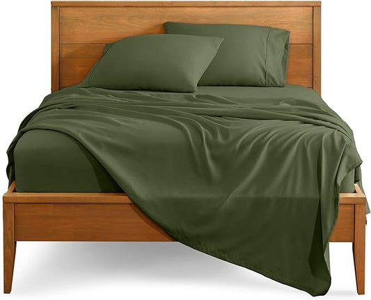 Bare Home Short Queen Sheet Set - 1800 Ultra-Soft Microfiber - Double Brushed - Deep Pockets - Easy Fit - 4 Piece Set - Bed Sheets (Short Queen, Cypress)