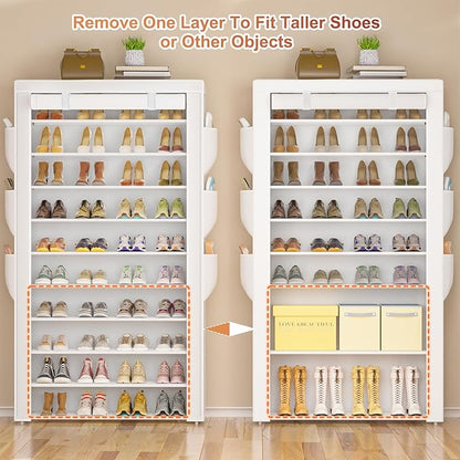 Shoe Rack 10Tier Large Capacity 50-56Pairs Beautiful Tall Shoe Shelf Free Standing Storage Cabinet Entryway Closet