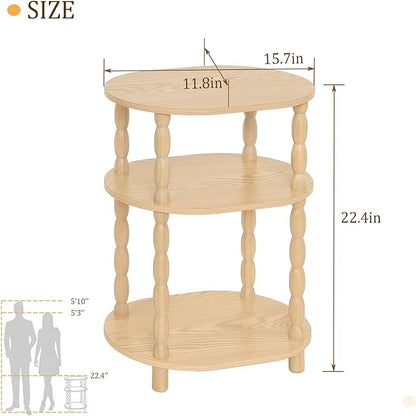 MaxSmeo End Table, Small Oval Side Table for Small Spaces, Modern Night Stand Accent Table for Living Room, Bedroom, Natural