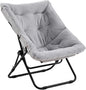 Comfy Folded Chair, Soft Faux Fur Oversized Folding Accent Chair, Flexible Lounge Lazy Chair for Adults Kids, Metal Frame Moon Chair for Dorm Room, Bedroom, Living Room