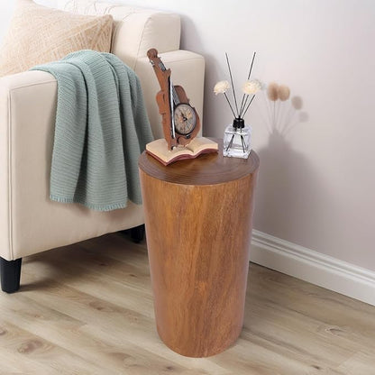 Athaliah Wooden Tree Stump End Table, 23.25" Paulownia Wood Hand Carved Rustic Wood Side Table, Wood Stump for Plant Stand Decor Nightstands Stool Indoor Outdoor