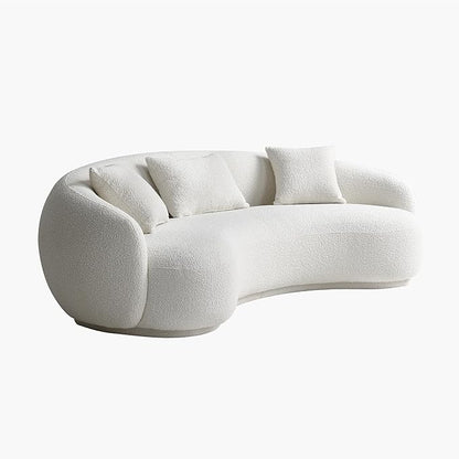 Acanva Mid Century Modern Curved Living Room Sofa, 4-Seat Boucle Fabric Couch for Bedroom, Office, Apartment, White