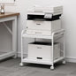 20 Inches Deep Large Printer Stand, 2 Tier Under Desk Printer Table with Height Adjustable Shelf, Rolling Printer Cart with Wheels for Home Office Storage - White